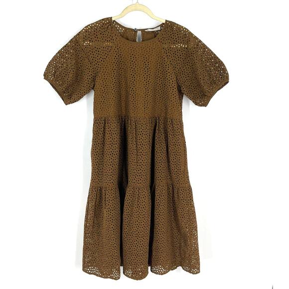 Everlane The Tiered Eyelet Dress Walnut Brown Women's Size XS NWOT - Picture 7 of 7